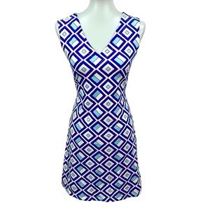 Mahi Gold Geometric Print V-neck Stretch Paradise Dress